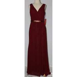 Star Box #17307 Chiffon Mother of the Bride Dress-Size L-BURGUNDY-NEW W/Tags